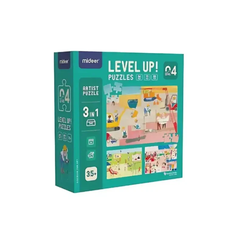 Mideer Level Up 3-in-1 Artist Puzzle – Level 4 Construction, Park and Town Main