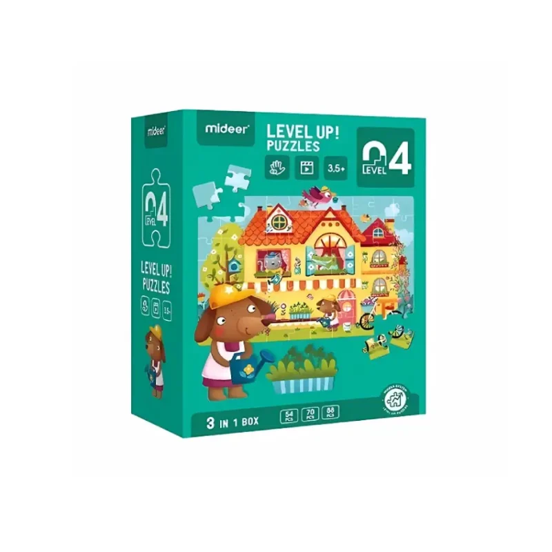 Mideer Level Up! Puzzles - 3-in-1 Box - Home and Garden