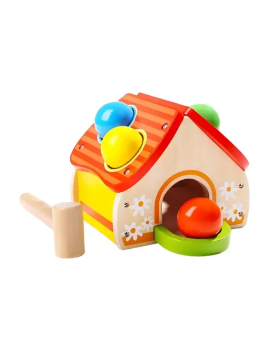 TopBright Wooden Pounding House with Hammer and 4 Balls