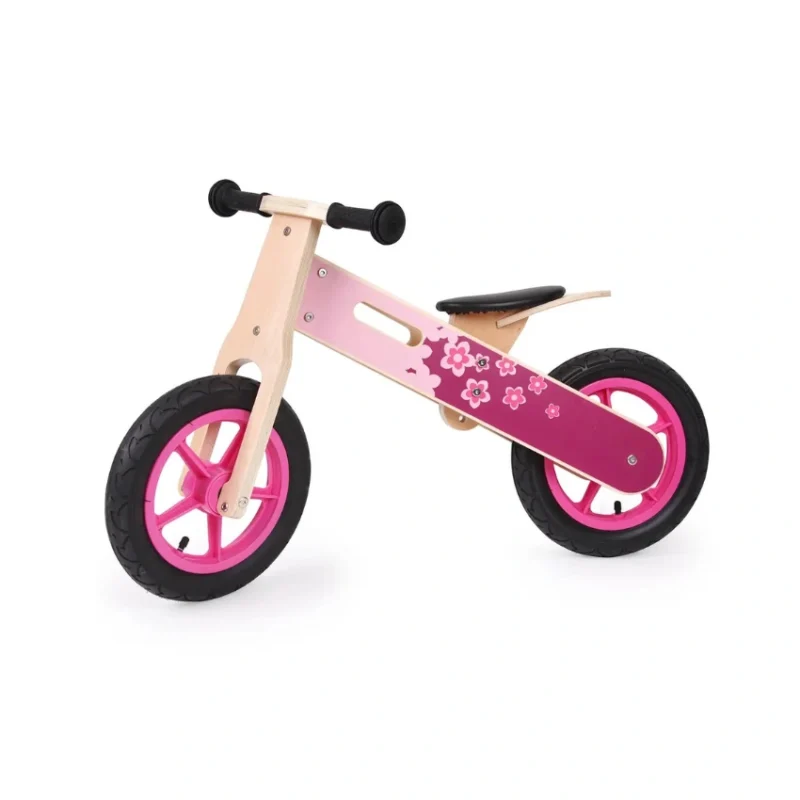 Udeas Wooden Balance Bike Pink Flower (12' wheel) Air Tire