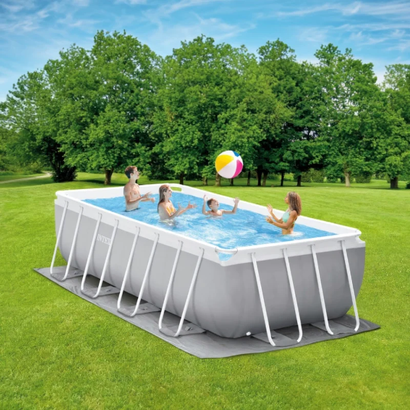 Intex Prism Frame Rectangular Swimming Pool Kids Playing