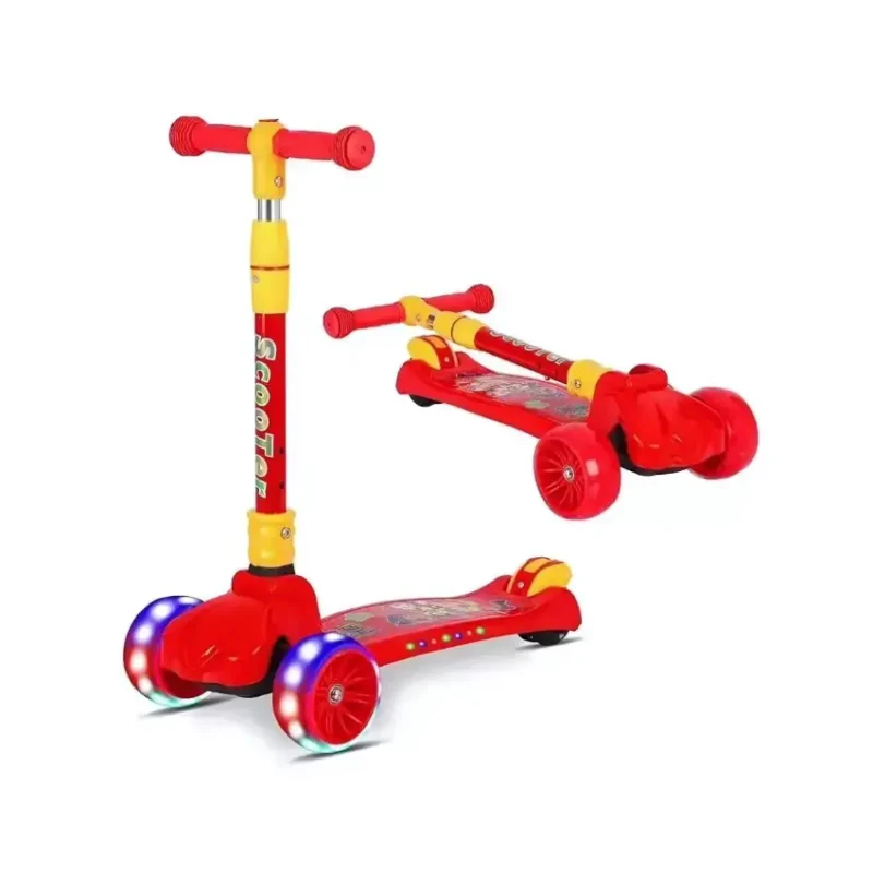 BravoExpress Kids Glider Schooter with Flashing Wheels Red