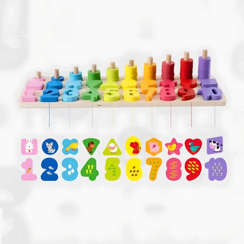 EduMonti Montessori Number and Shape Sorting Board
