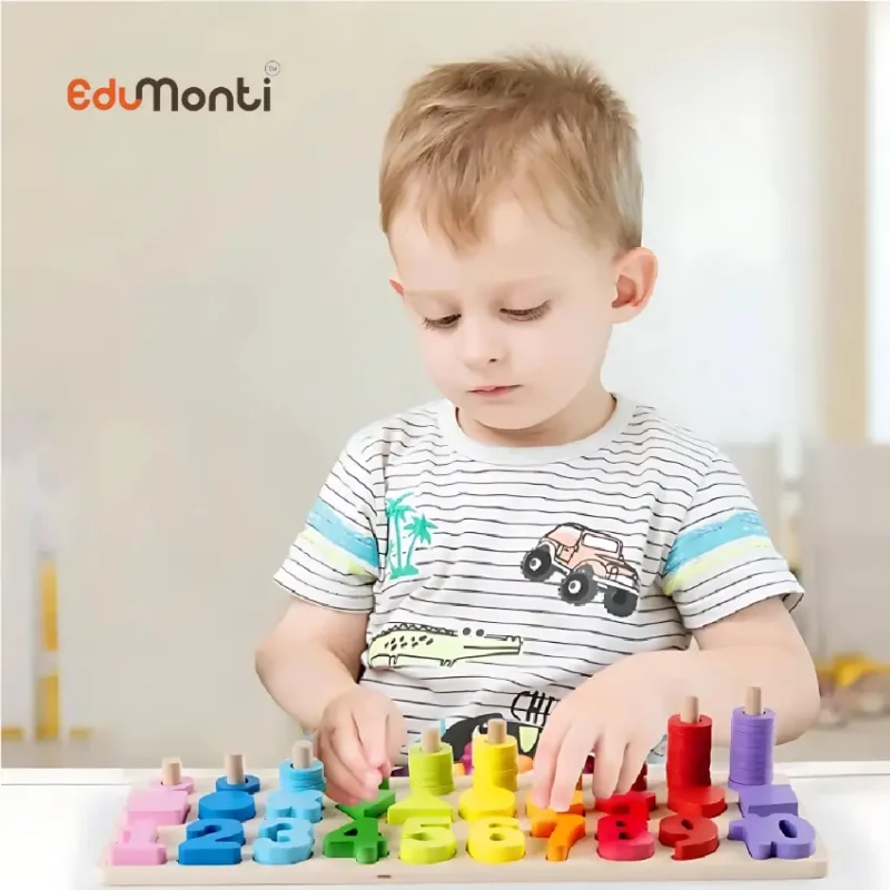 EduMonti Montessori Number and Shape Sorting Board Cover 2