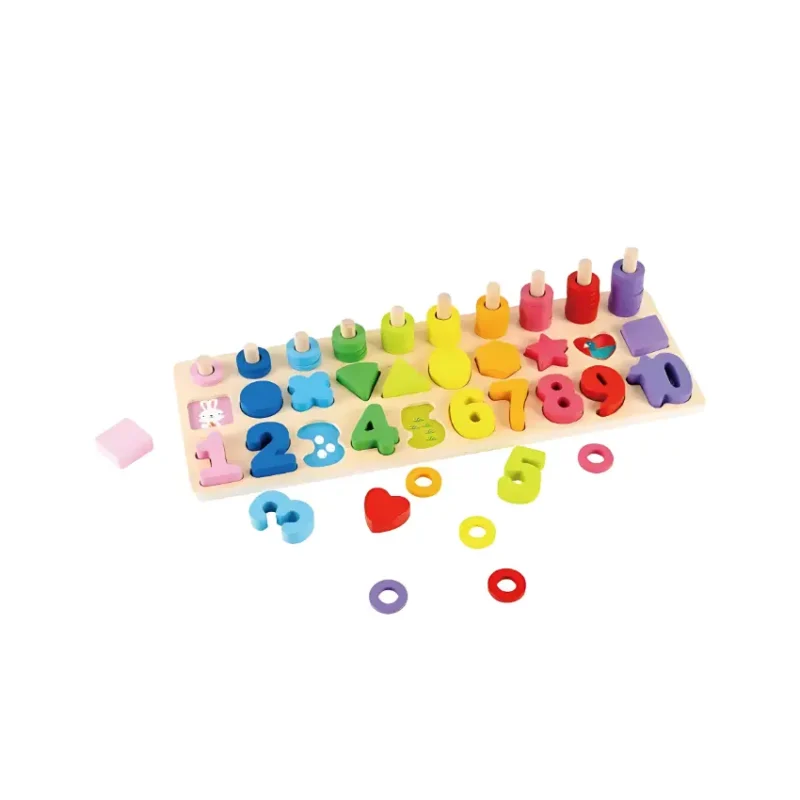 EduMonti Montessori Number and Shape Sorting Board Main 2