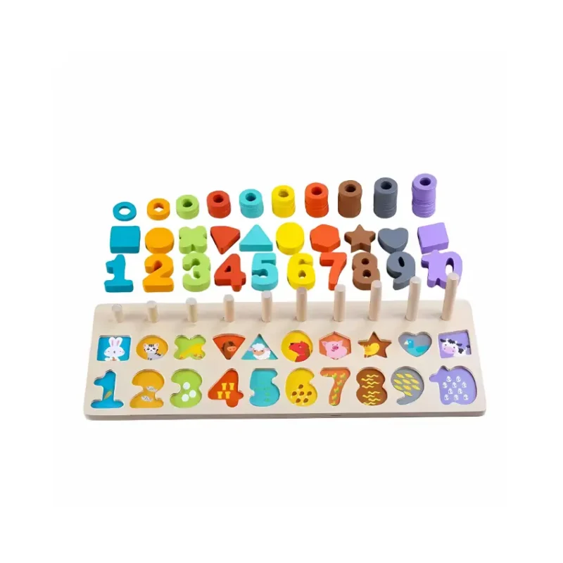 EduMonti Montessori Number and Shape Sorting Board Main