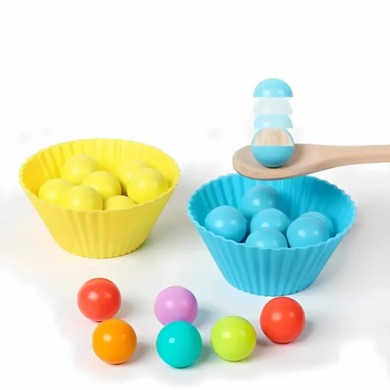 EduMonti Montessori Wooden Clip Beads Game Beads