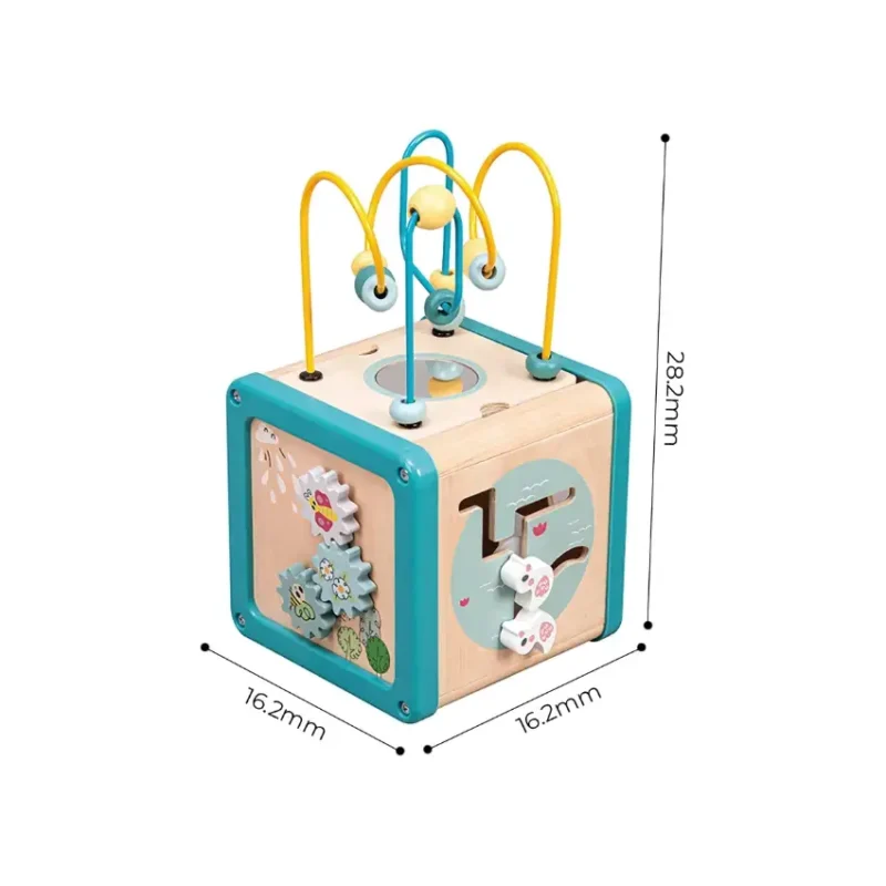 EduMonti Wooden Activity Cube for Fun Learning Dimensions