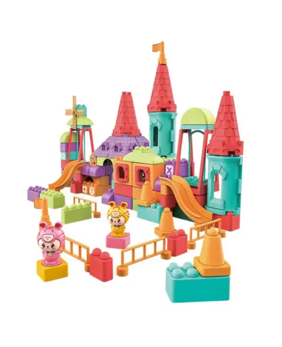 Happy Tiger Wheat Straw 59-Piece Building Block Race Track (2)