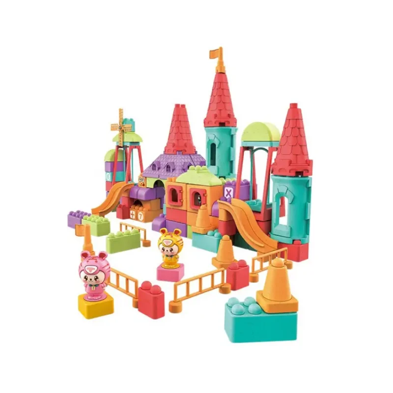 Happy Tiger Wheat Straw 59-Piece Building Block Race Track (2)