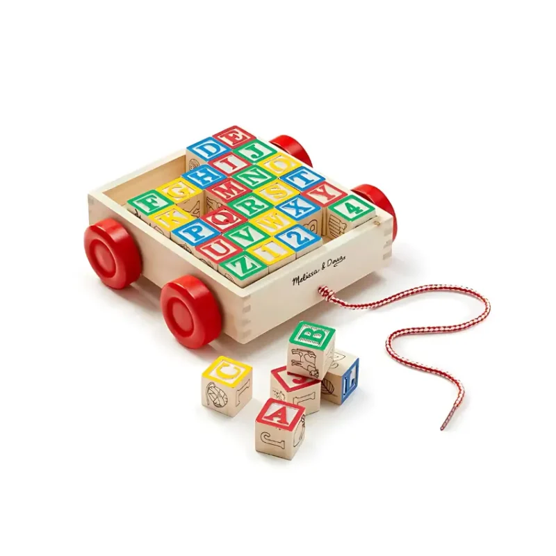 Melissa & Doug Classic Wooden Block Cart - 30-Piece Educational Set 1