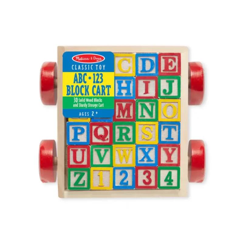 Melissa & Doug Classic Wooden Block Cart - 30-Piece Educational Set Main