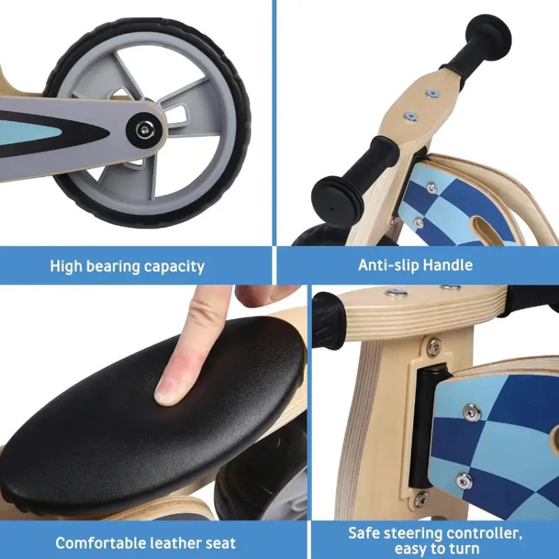 Udeas 2-in-1 Convertible Wooden Balance Bike and Tricycle (2)