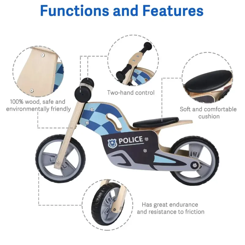 Udeas 2-in-1 Convertible Wooden Balance Bike and Tricycle (5)