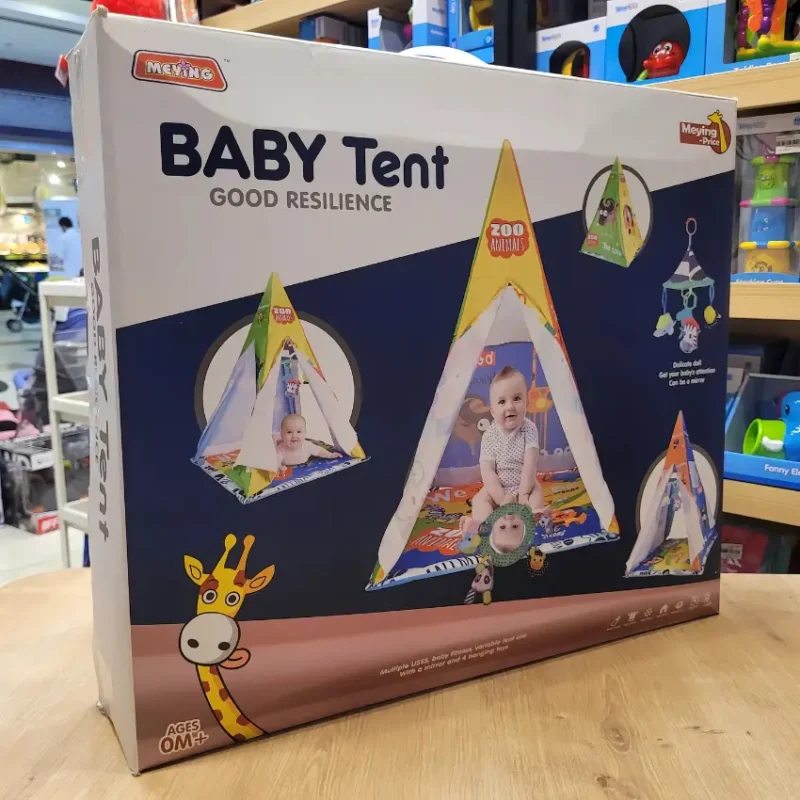 Zoo Animal Baby Tent – Interactive Play Tent with Hanging Toys and Mirror for Babies (3)