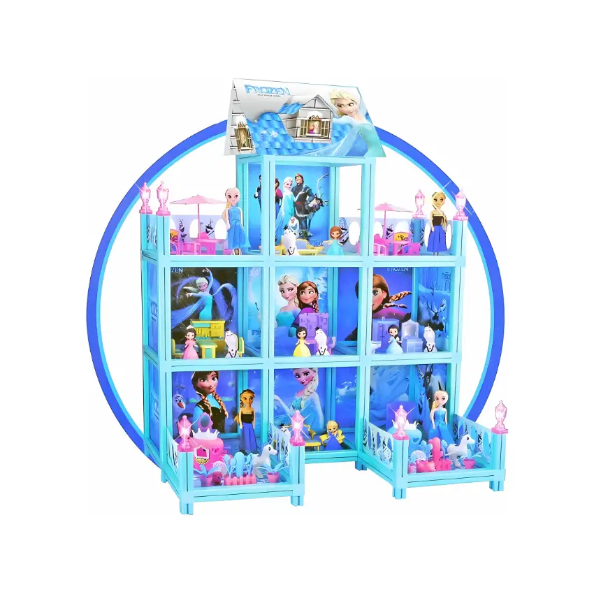 Frozen Big House Dollhouse Play Set with Lights and Dolls (DIY Assembly)
