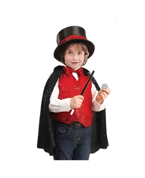 Ultimate Magician Costume Set with Cloak, Top Hat, Wand, Coin and Rabbit (2)